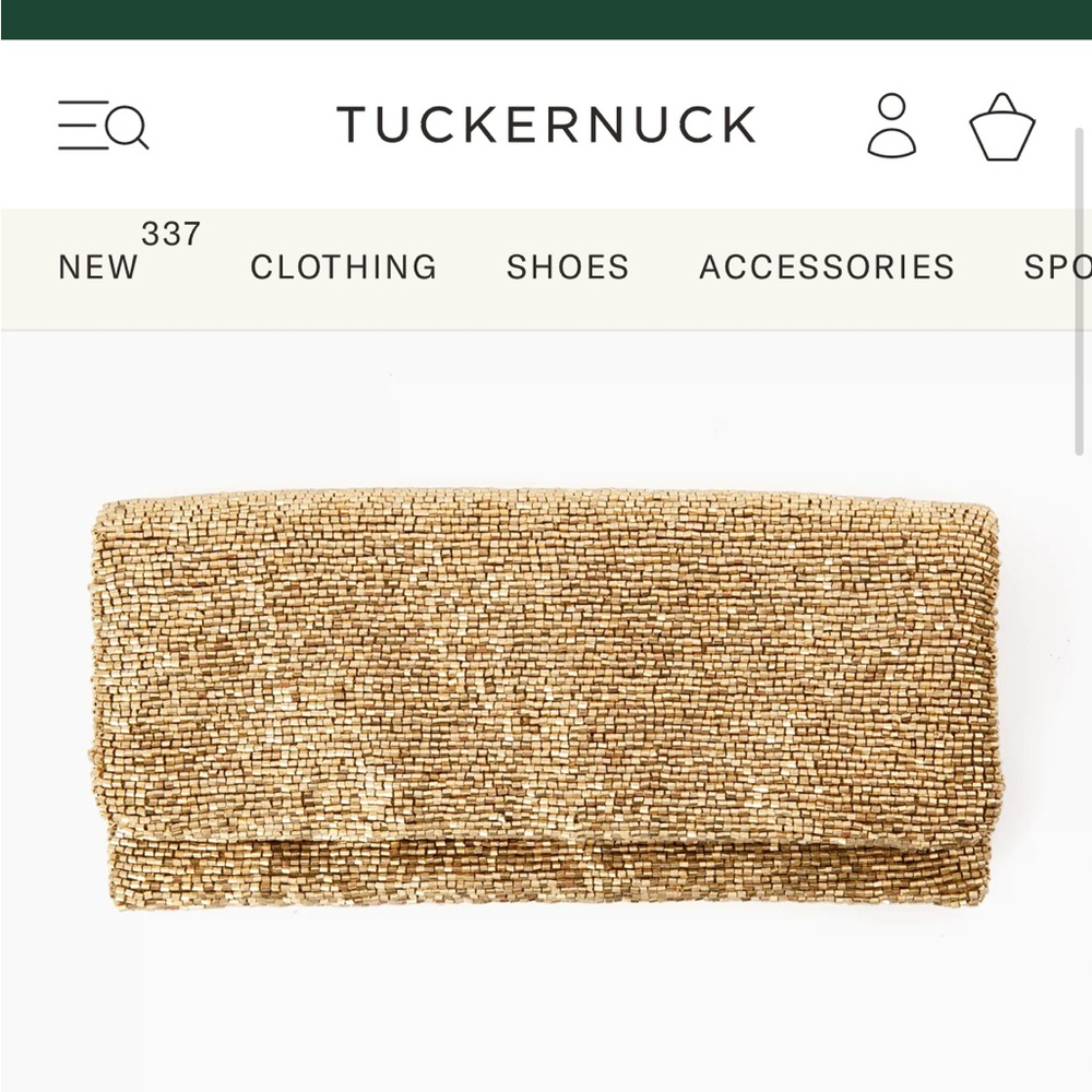 Gold beaded tuckernuck clutch